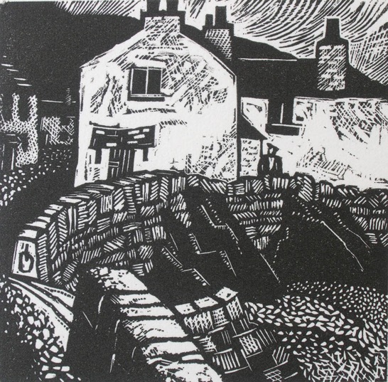 HALLSANDS III.wood engraving 100mm x 100mm.mike glanville