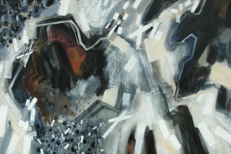SONG AND DANCE oil on panel 30 x 48 in