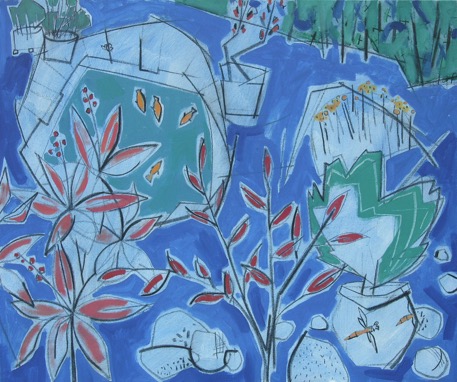 NIGHT GARDEN acrylic 76 x 90cms