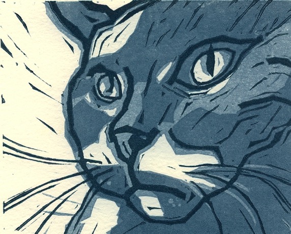 Blue Bear linocut