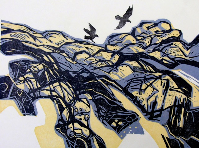 Ravens at Saddle Tor.woodcut